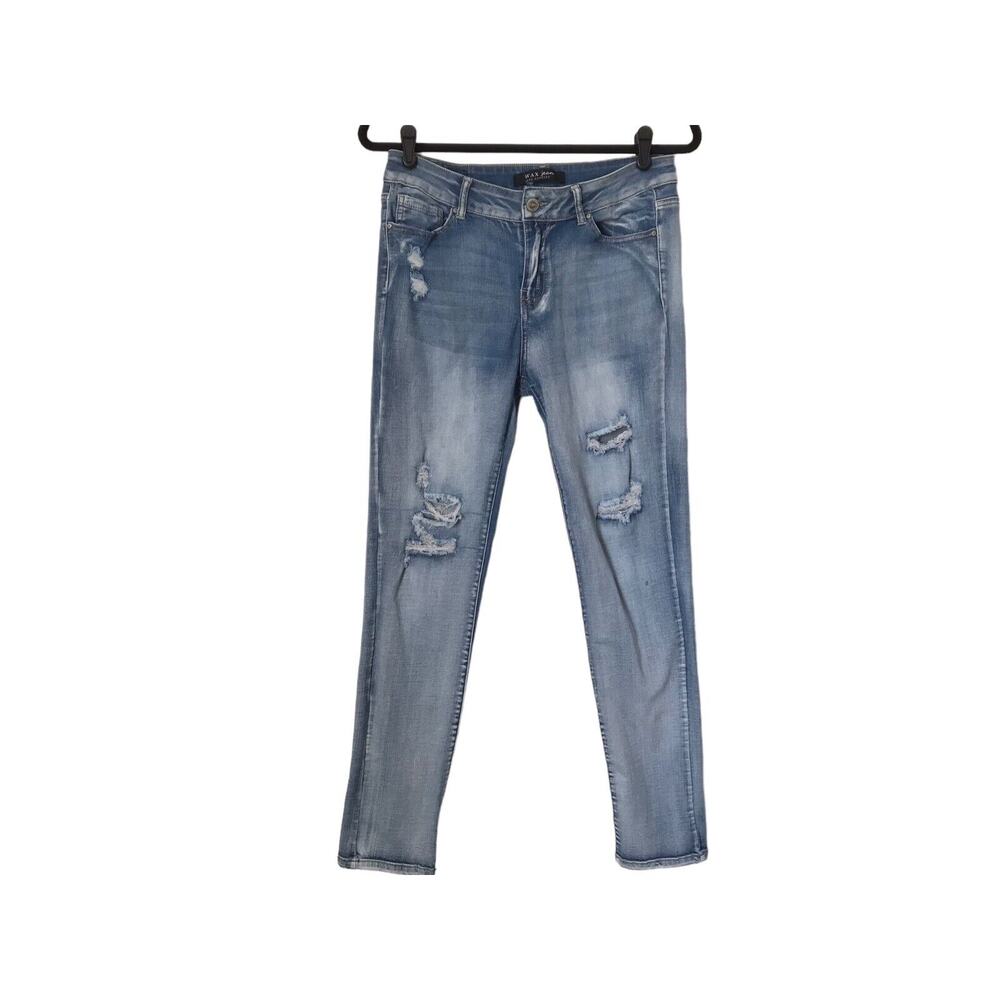 Wax Jean Skinny Jeans Juniors Size 13 Light Wash‎ Mid Rise Distressed Stretch